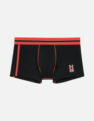 HOM Hom Mens Run Sports Contrast Boxer Trunk, Black/red - Size: 33/32/32