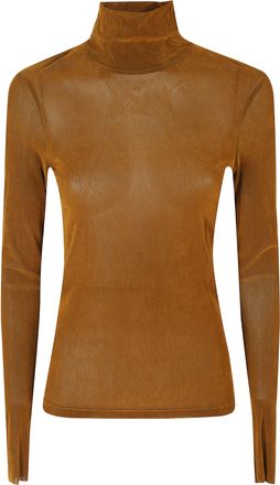 Tela Brown High-Neck Knit Sweater