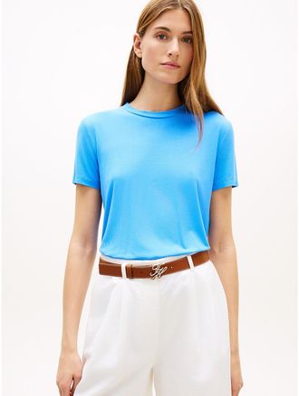 Tommy Hilfiger Womens Classic Fit Lightweight Jersey T-Shirt - Blue - XXL