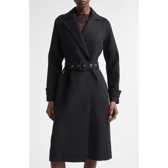 Dolce & Gabbana Belted Tweed Trench Coat in N0000 Nero at Nordstrom, Size 2 Us