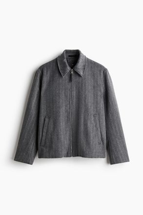 H&M Jacke aus Wollmix in Regular Fit - Dunkelgrau/Nadelstreifen
