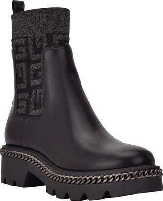 Guess Vardy Boots Womens Black Lug Sole Platform Ankle Chelsea HTAT340