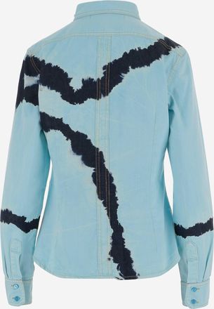 DON'T @ ME Womens Cotton Shirt Tie-Dye Light Blue