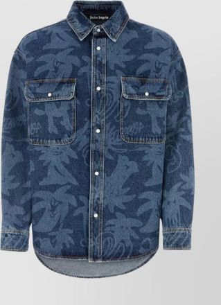 Palm Angels printed pattern denim oversize shirt