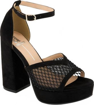 Andrea Womens Mesh Block Heel Sandal In Black