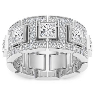 Pompeii3 4Ct Mens Princess Cut Diamond 10MM Wide Ring Wedding Band Lab Grown