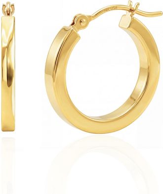 MAX + STONE Solid 14K Yellow Gold Square-Tubed Round Hoop Earrings Small to Large 16MMto40MM