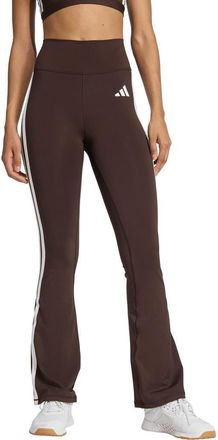 adidas Optime Essentials 3-Stripes High Waist Flare Leggings in Aurora Coffee/White at Nordstrom Rack, Size X-Small