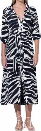 Lusana Cedar Shirt Midi Dress In Black Bamboo Pattern