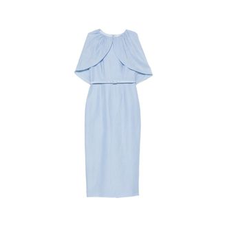 Roland Mouret Belted Cape-detail Midi Dress