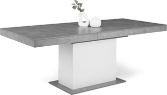 IDMarket Tavolo Da Pranzo Rettangolare Allungabile Eden 6-10 Persone In Cemento E Bianco 160-200 Cm