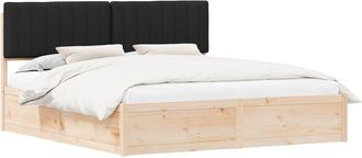 vidaXL Bed Frame with Upholstered Headboard Black 180 x 200 cm vidaXL