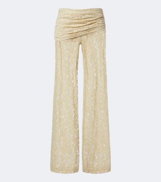 De La Vali Rocio cotton-blend lace wide-leg pants