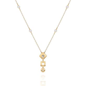 T Tahari Crystal Station Pendant Necklace in Gold Tone at Nordstrom Rack