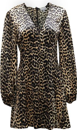 Ganni Ganni Blakely Leopard Print Mini Dress in Brown Silk Blend