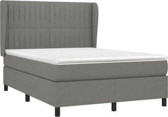vidaXL Cama Box Spring Con Colch&oacute;n Tela Gris Oscuro 140x190 Cm Vidaxl
