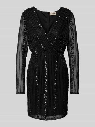 Lace & Beads Cocktailkleid in Wickel-Optik in Black, Gr&ouml;&szlig;e XXS