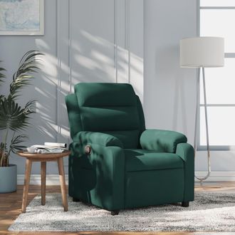 vidaXL Sill&oacute;n Reclinable De Terciopelo Verde Oscuro Vidaxl