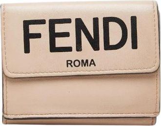 Fendi Pre-owned Micro Trifold Leder Portemonnee - Dames - Vintage Accessoires - Beige - ONE Size - Leer - Vintage