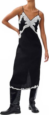 Rag & Bone Ann Embroidered Slip Dress In Black