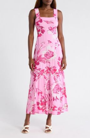 Vince Camuto Floral Tiered Maxi Dress in Raspberry Sorbet at Nordstrom, Size Large