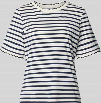 More & More More & More T-Shirt mit Wellensaum und Rundhalsausschnitt in Offwhite, Gr&ouml;&szlig;e 34