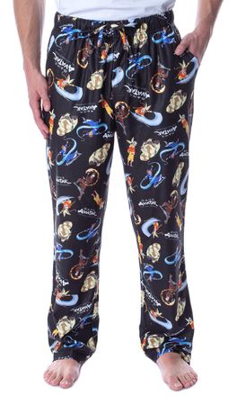 Intimo Nickelodeon Mens Adult Avatar The Last Airbender Cartoon Character Loungewear Pajama Pants (Medium) Black