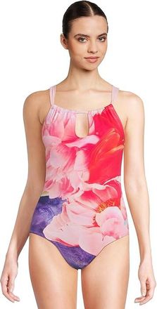 Tommy Bahama Artist Series High Neck 1Pc Womens Swimsuits One Piece Touch Of Pink : 14, Nylon/Spandex