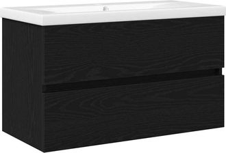 vidaXL Gabinete para Lavabo con puerta Roble negro 80 x 39 x 62 cm vidaXL