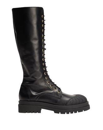 8 by YOOX LEATHER RUBBER TIP TALL LACE-UP BOOTS