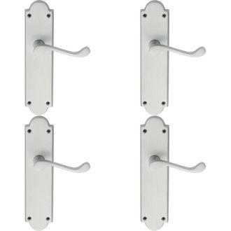 Loops 4x PAIR Victorian Scroll Handle on Latch Backplate 205 x 49mm Satin Chrome