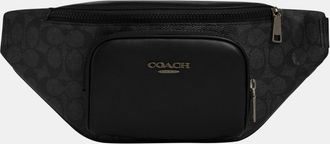 Coach Mens Racer Small Belt Bag in Signature - Charcoal Leather - One Size