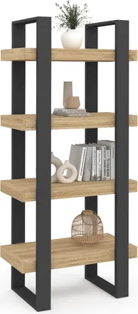 IDMarket Scaffale A 4 Livelli In Legno E Nero Phoenix