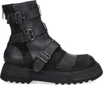 Guidi Black Rugged Buckle Strap Boots