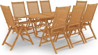 vidaXL Conjunto De Comedor De Jard&iacute;n 9 Piezas Madera Maciza De Teca Vidaxl