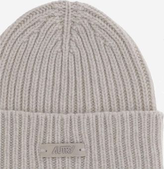 Autry Mens Wool Beanie With Logo Cream Hat