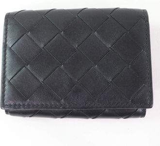 Bottega Veneta Intrecciato Black Blue Intrecciato Wallet (Tri-Fold) (Pre-Owned)