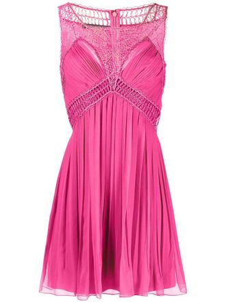 Alberta Ferretti embroidered pleated silk-chiffon minidress - women - Silk/Acetate/Elastane/Silk - 44 - Pink