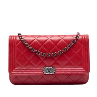 Chanel Pre-owned Boy Wallet on Chain - Dames - Pre-owned - Rood - Maat: ONE Size Leer