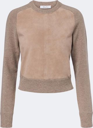 Max Mara Leather-trimmed wool and cashmere sweater