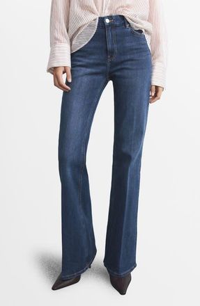 Mango Violeta High Waist Flare Leg Jeans in Dark Blue at Nordstrom, Size 8