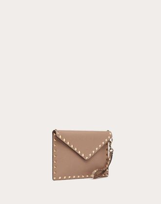 Valentino Garavani Pouch Rockstud In Vitello Granato Donna POUDRE UNI