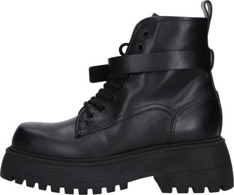 3Juin Noa 020 Leren Enkelboots - Dames - Veterlaarzen - Zwart - 36 EU - Leer - Schoenen