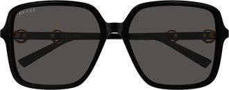 Gucci Butterfly Zonnebril - Dames - Zonnebrillen - Zwart - 59 MM - Nylon - Accessoires