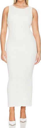 Good American Ribbed Shine Midi Dress In Cloud White