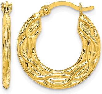 Diamond2Deal 10k Yellow Gold Patterned Hollow Huggie Hoop Earrings