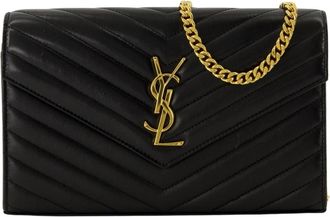 Saint Laurent Cassandre Chain Wallet - Dames - Schoudertassen - Zwart - ONE Size - Leer - Tassen
