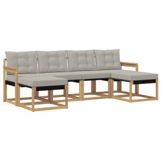 vidaXL Conjunto De Sof&aacute;s De Exterior 6 Pcs Blanco Y Gris Claro Vidaxl