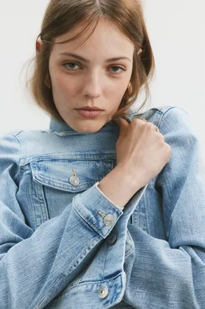 H&M Short Denim Jacket in Light Denim Blue at Nordstrom, Size X-Small