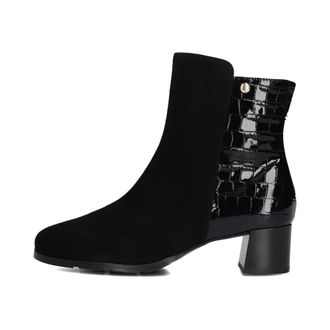 Hassia Zwarte Su&egrave;de Enkellaarsjes Milano - Dames - Laarzen met Hak - Zwart - 38 1/2 EU - Su&egrave;de - Schoenen